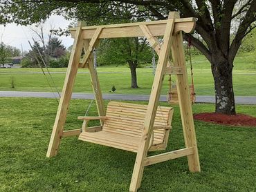 Handcrafted swings designed for comfort. Smooth edges and contoured to allow comfort in back and leg