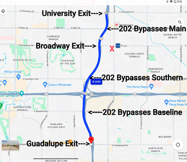 Loop 202 Offramp Locations Guadalupe University Broadway 