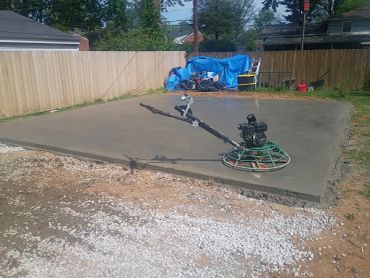 Back yard garage pad