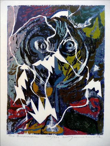 Adja Yunkers painter, Adja Yunkers, printmaker, Adja Yunkers with Tamarind Lithography Workshop LA,