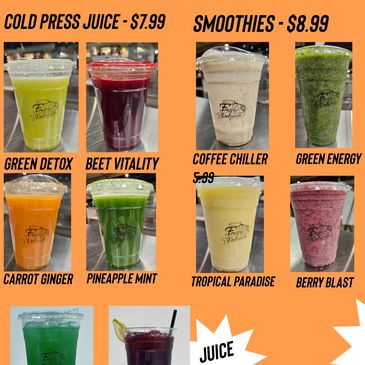 New cold Press juices and new smoothie options.