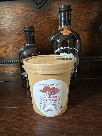Organic maple sugar and syrup products from Miles of Maple.