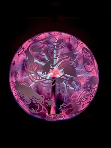 (Glass etched 1980s Plasma Ball)
-Michael Cann 2025