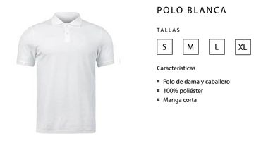 Playera para sublimar polo
Dama y caballero
100% poliéster
Manga corta