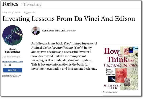 Michael J. Gelb FORBES Investing Lessons From Da Vinci & Edison