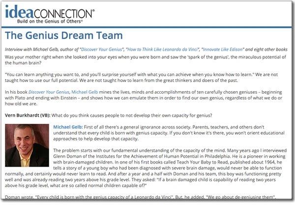 Michael J. Gelb IDEA CONNECTION The Genius Dream Team