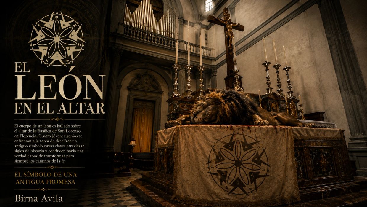 León muerto en el altar de una basílica antigua.