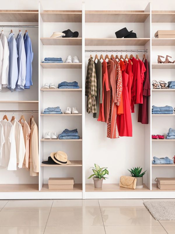 organized closet, closet design, closet downsize declutter