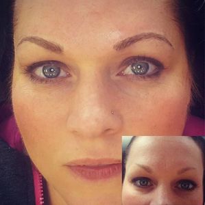 Dead RockStar Tattoos & Piercing:
The image on the lower right was taken before the microblading procedure. The larger image was taken upon completion of the microblading procedure.