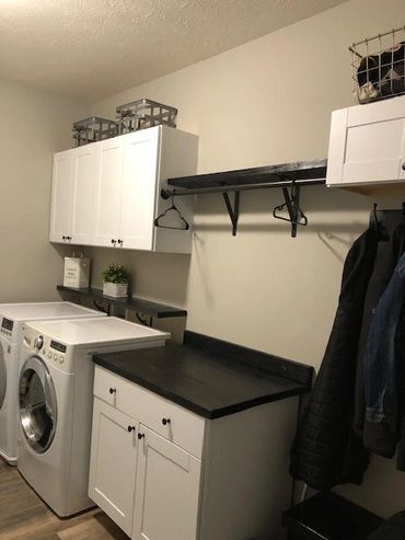 Laundry cabinets and shelving