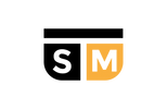 A stylized logo with a black 'M' on an orange background.
