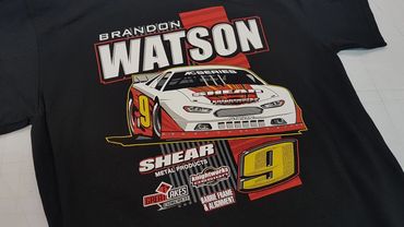 4 color black screen printed t-shirt for Watson Racing.