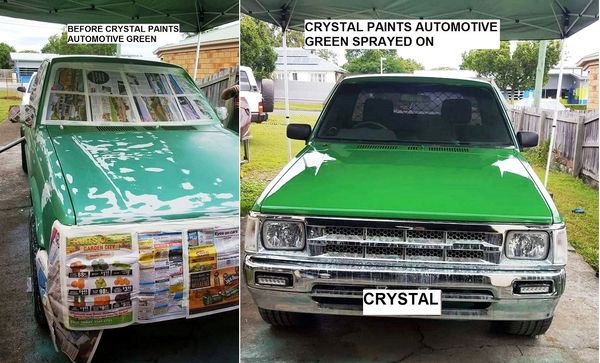 automotive paint green sprayed before and after 