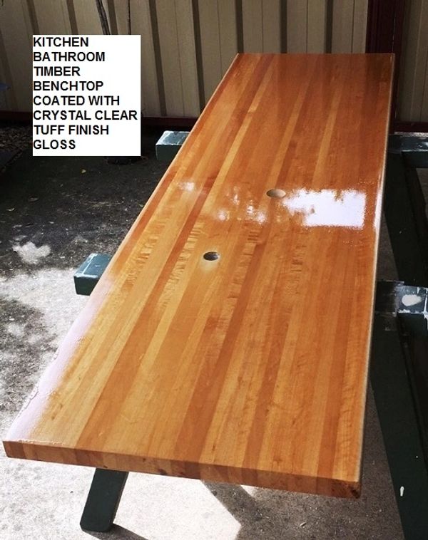 kitchen or bathroom gloss wooden timber bench top
