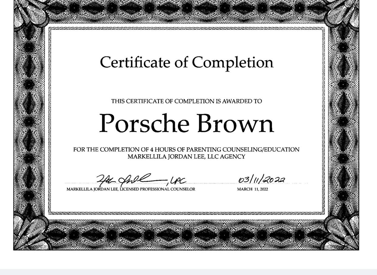 The safety plan parenting class given to take by the cps worker.