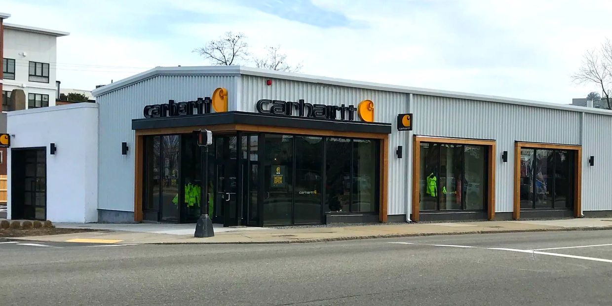 Carhartt store exterior on a street corner.