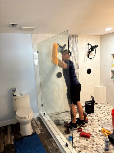 Large Fixed Shower Glass Panel in Hudson, Fl