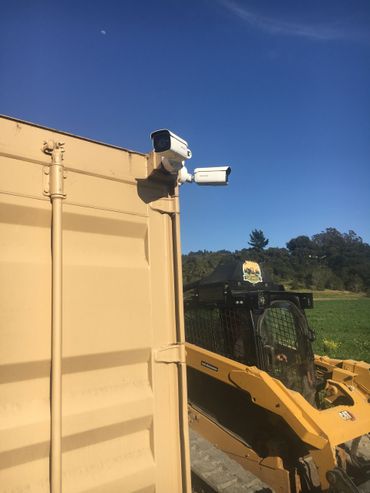 Storage Container used as a vault with license plate recognition cameras on a farm.