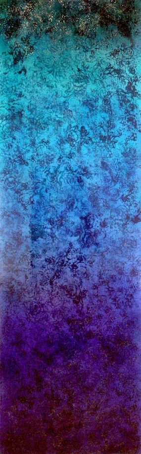 Blue hued mixed media painting. Linear roses cover the surface. Panel with clear resin