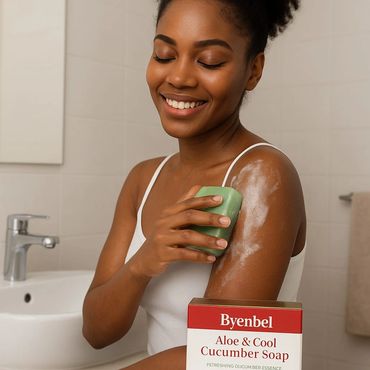 une femme entrain d'utilisée un de nos savon