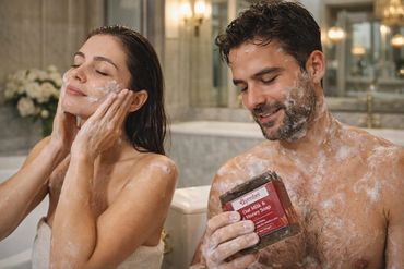 une femme et un homme entrain d'utilisé un de nos savon.