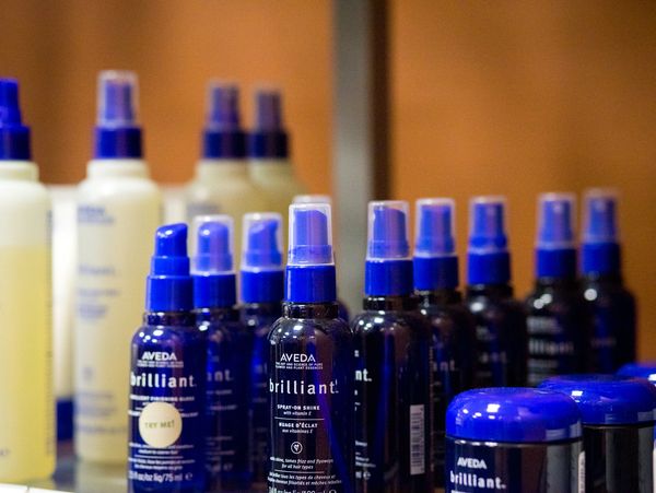 closeup shot of hair care products