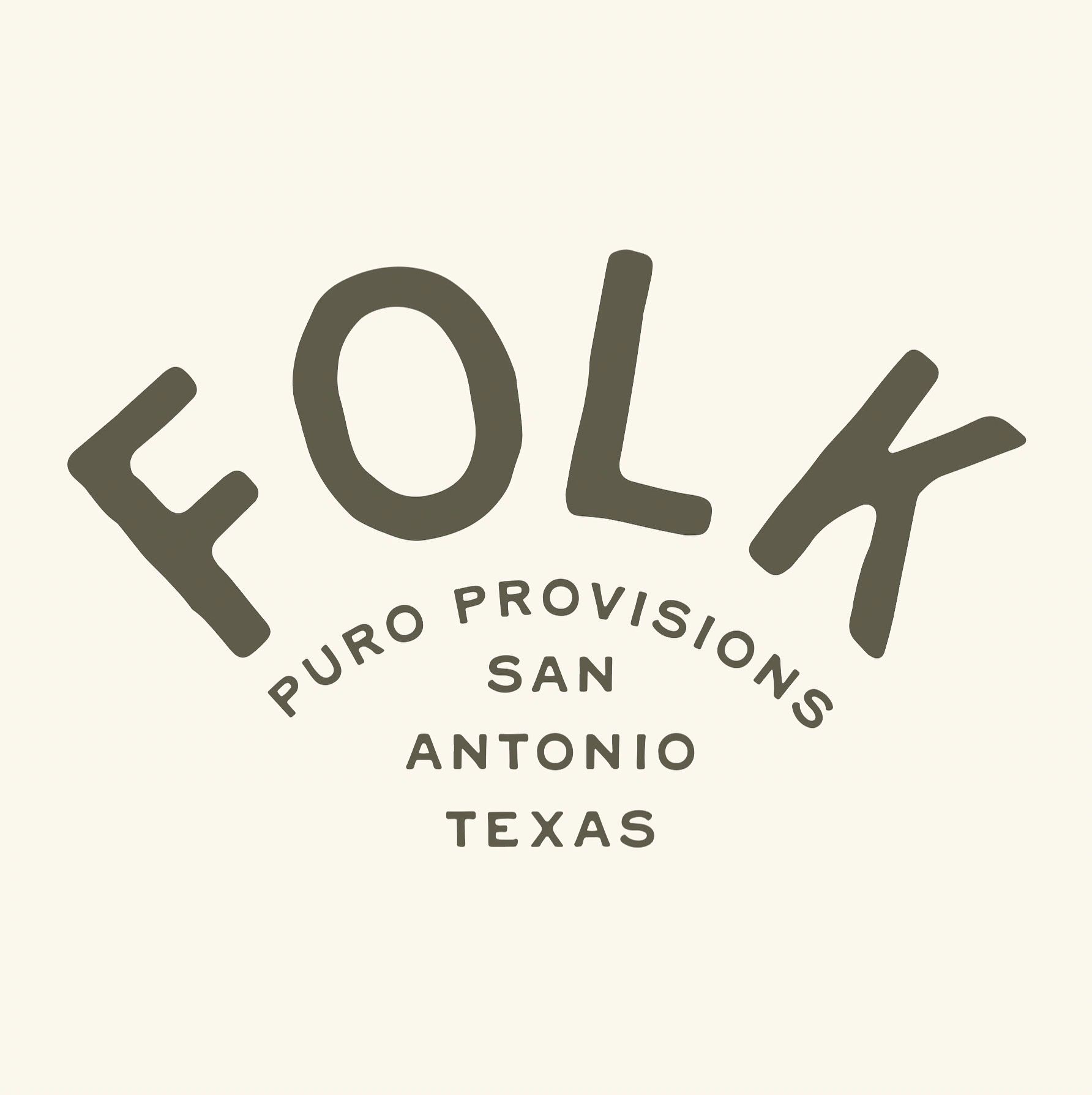 Logo for Folk Puro Provisions, San Antonio, Texas.