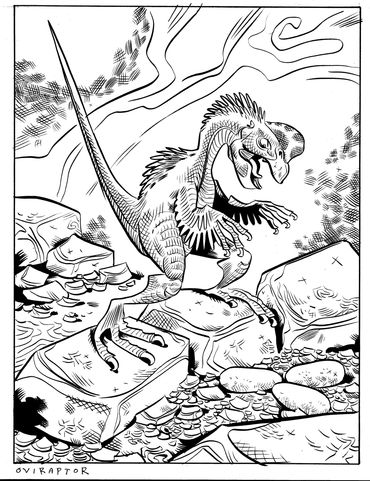 Oviraptor. Jim Lawson's Coloring Book (Dover). 2016.  $200