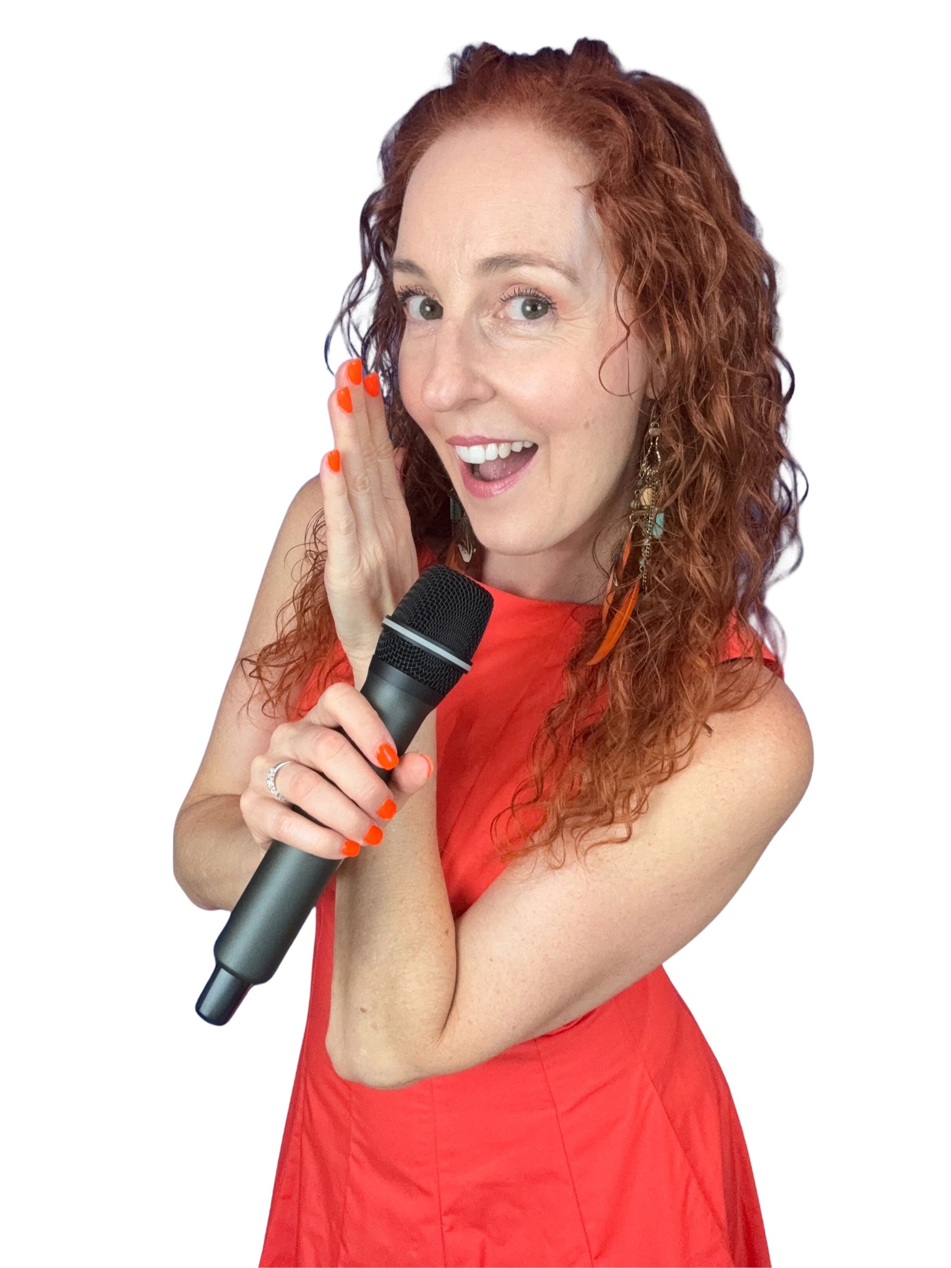 leanne zaccar Australian keynote speaker author and actor holding the mic