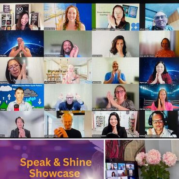 Australian speaker, Leanne Zaccar delivering a talk online for speak and shine showcase