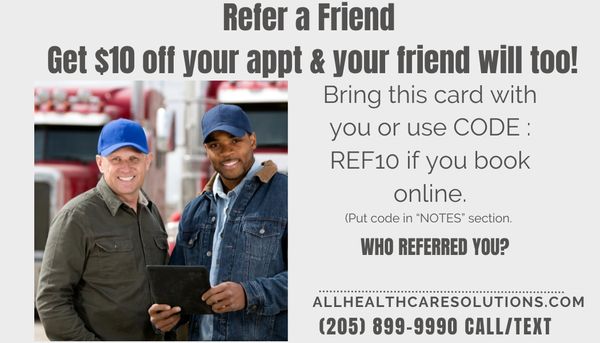 REFER A FRIEND AND GET $10 OFF YOUR NEXT D.O.T
