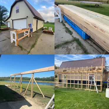 Barn addition (before & during)