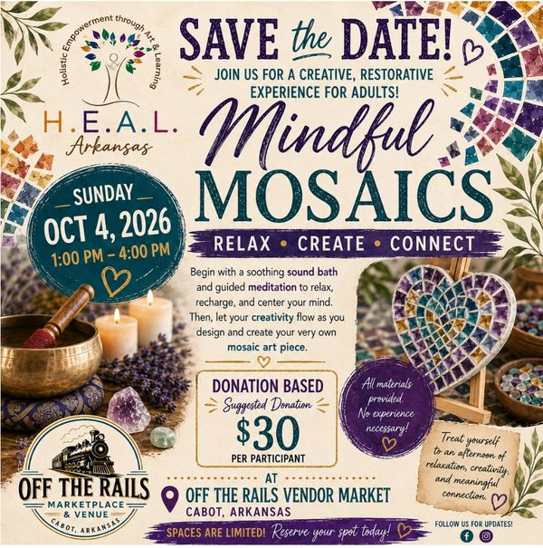 Save the date for a Mindful Mosaics event on October 4, 2026.