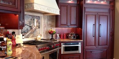 High-end glazed cherry wood kitchen