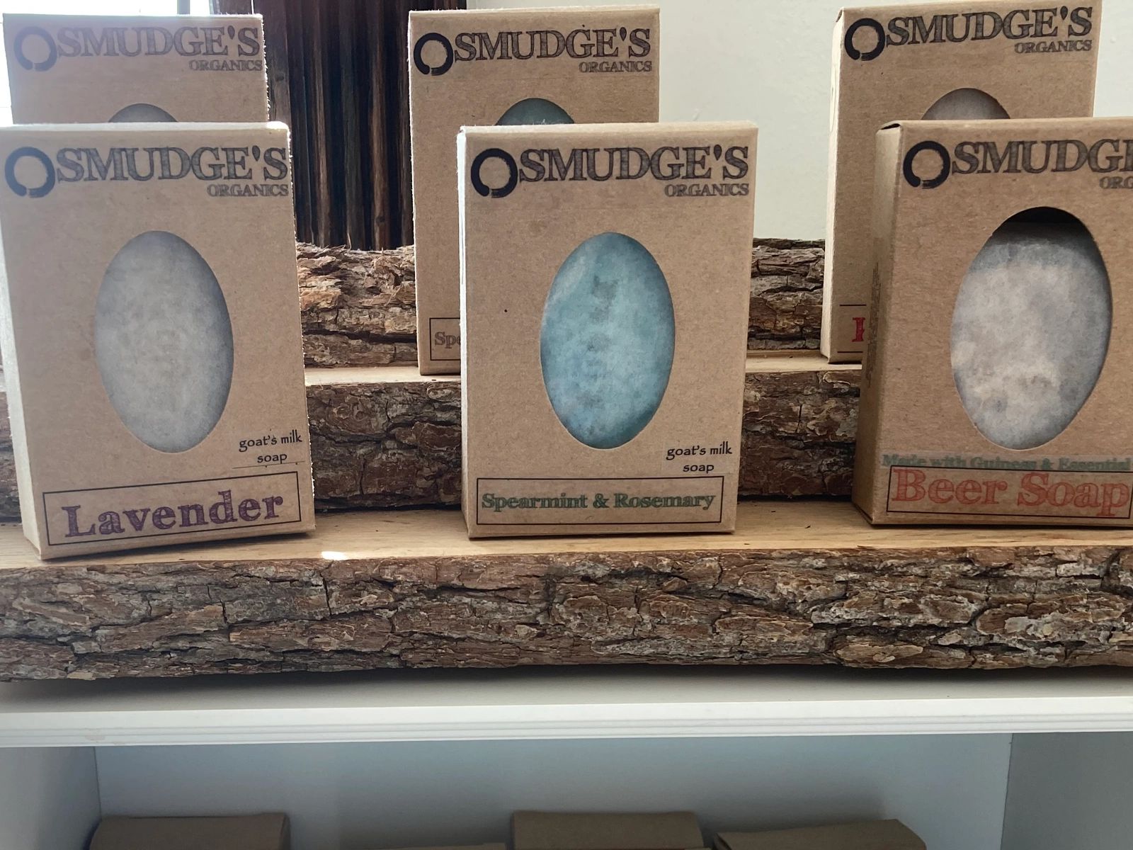 Smudge's Organics soaps, locally made in Crown Point, Indiana.