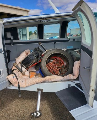 Packing up a Beechcraft Bonanza for a blocked drain in the far south of WA