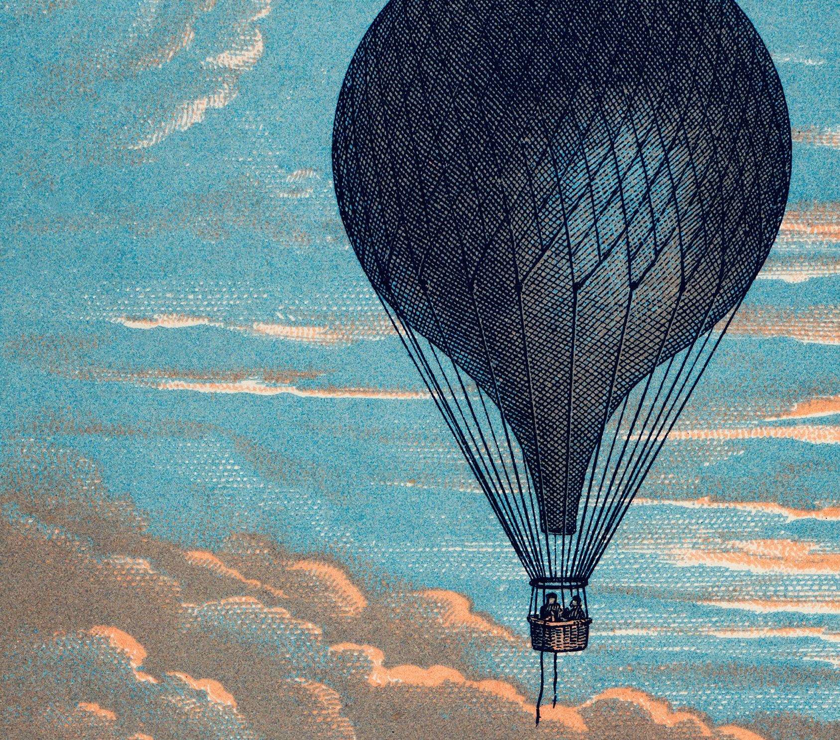hot air balloon against a colourful sky