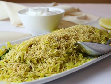 A platter of rice with grated spice