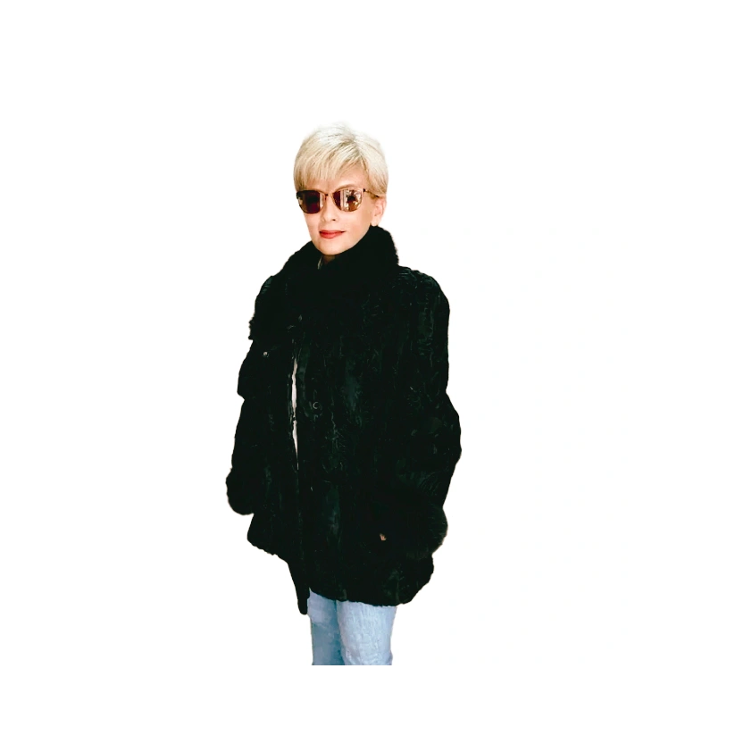 Luxury Black Swakara with black fox vollar and Cuffs