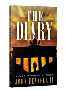 Book cover of 'The Diary' by John Fennell II with a sunset silhouette.