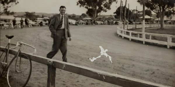 Howard Baldwin at York Track. Photograph courtesy of Chris Baldwin and the WA Historical Cycle Club.