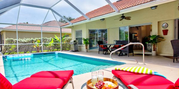 Briarwood Florida vacation rental pool beach sun lounging