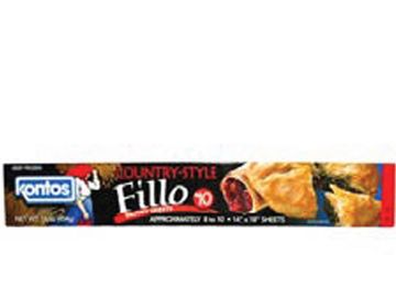 Box of Kontos brand fillo pastry sheets.