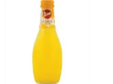 A bottle of Fanta orange soda.