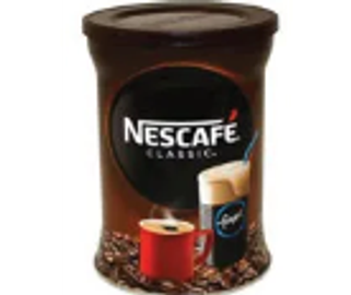 A jar of Nescafe Classic instant coffee.
