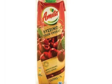 Carton of Amita sour cherry juice.