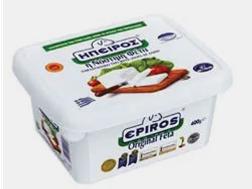 Container of Epiros original feta cheese.