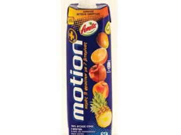 Carton of Amita Motion fruit juice.