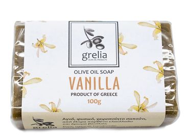 Grelia vanilla olive oil soap from Greece.