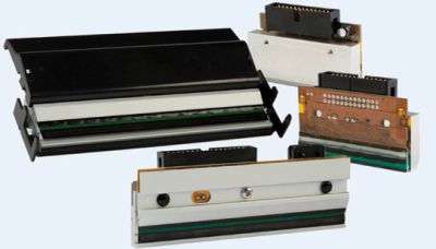 Various printer printhead components arranged on a white background.